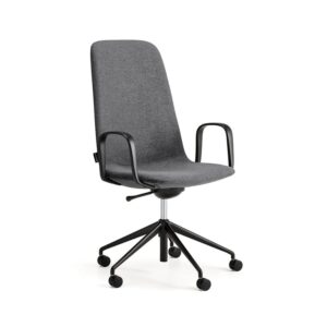 Krzesło LANGLEY, średnie siedzisko, koła, podłokietniki, czarny/antracyt