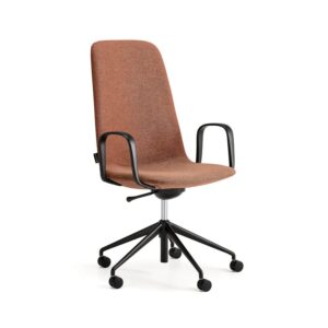 Krzesło LANGLEY, średnie siedzisko, koła, podłokietniki, czarny/miedziany