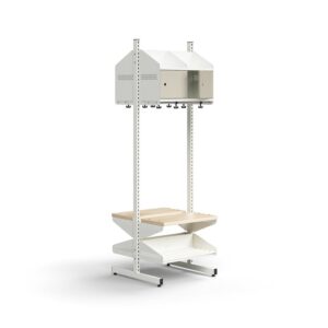 Moduł szatniowy ENTRY, moduł podstawowy, półka na buty, ławka, 4 metalowe drzwi, 1800x600x600 mm, bi