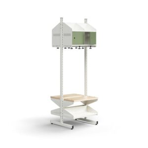 Moduł szatniowy ENTRY, moduł podstawowy, półka na buty, ławka, 4 metalowe drzwi, 1800x600x600 mm, bi