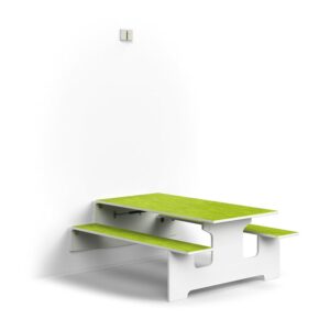 Ścienny stół składany LUCAS, 1400x1205x720 mm, linoleum, biały/zielony