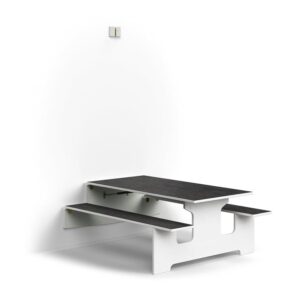 Ścienny stół składany LUCAS, 1400x1205x580 mm, linoleum, biały/ciemnoszary