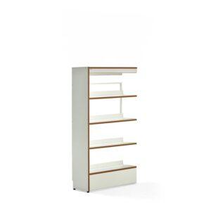 Regał biblioteczny STORY, moduł dodatkowy, jednostronny, 1600x898x305 mm, 4 półki, biały