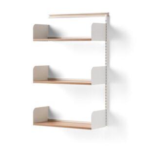 Regał ścienny SHAPE, moduł dodatkowy, półki z laminatu, 1237x800x300 mm, biały/dąb