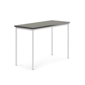 Stół SONITUS, 1400x600x900 mm, linoleum ciemnoszary, biały