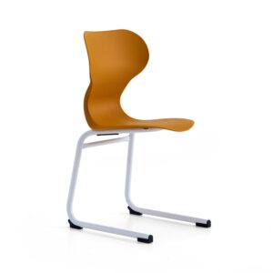 Krzesło BRIAN, płozy, biały/żółty