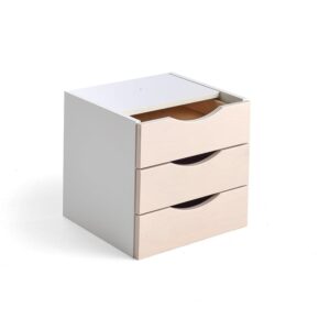 Organizer z szufladami RICO, 3 szuflady, biały z pigmentem