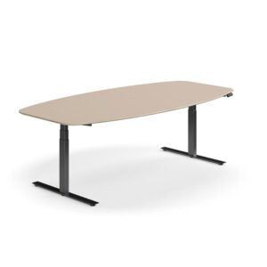 Stół konferencyjny NOVUS, z regulacją wysokości, 2400x1200 mm, czarny/gliniana szarość