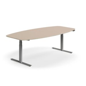Stół konferencyjny NOVUS, z regulacją wysokości, 2400x1200 mm, srebrny/gliniana szarość