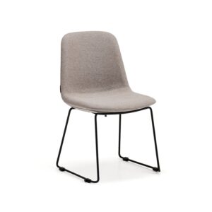 Krzesło LANGLEY, niskie siedzisko, płozy, czarny/taupe