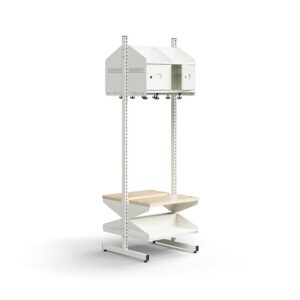 Moduł szatniowy ENTRY, moduł podstawowy, półki na buty, ławka, 4 metalowe drzwi, możliwość znakowani