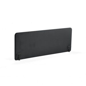 Ścianka biurkowa ZONE, czarne uchwyty, 1800x650x36 mm, tkanina Hush, ciemnoszary