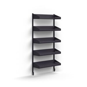 Moduł szatniowy ENTRY, 5 półek na buty, moduł podstawowy, montowany do ściany, 1800x900x300 mm, antr