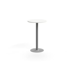 Stół barowy ALVA, Ø700x1100 mm, laminat wysokociśnieniowy, srebrny/biały