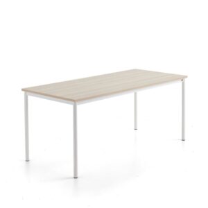 Stół SONITUS PLUS, 1800x800x760 mm, laminat HPL jesion, redukcja hałasu, biały