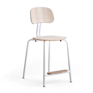 Krzesło szkolne YNGVE, 4 nogi, biały, jesion, W 610 mm