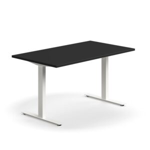 Biurko QBUS, proste, 1400x800 mm, rama T, biały, czarny