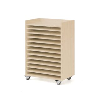 Mobilny regał na prace plastyczne, 650x420x900 mm, brzoza