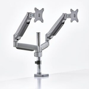 Ramię na monitor, podwójne, sprężyna gazowa, srebrny