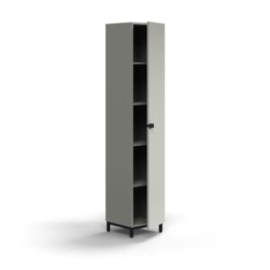 Szafa QBUS, 4 półki, nóżki, uchwyt, 2020x400x420 mm, czarny, jasnoszary