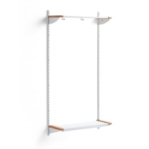 Wieszak ubraniowy JEPPE, półka na nakrycia głowy, moduł podstawowy, 1790x900x310 mm, biały/dąb