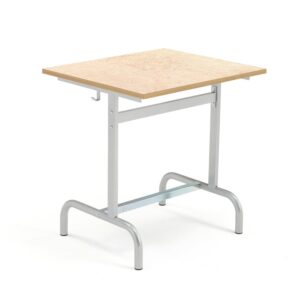 Biurko szkolne 180, srebrne, beżowe linoleum