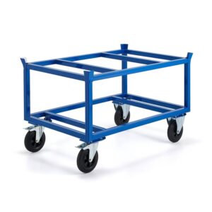 Bezpieczny wózek paletowy FRAME, 500 kg, koła gumowe Ø 200 mm, hamulec, 1200x800x795 mm