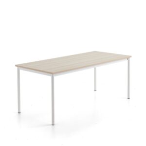 Stół SONITUS PLUS, 1800x800x720 mm, laminat HPL jesion, redukcja hałasu, biały