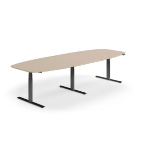 Stół konferencyjny NOVUS, z regulacją wysokości, 3200x1200 mm, czarny/gliniana szarość