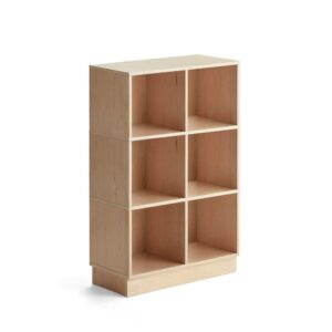 Regał z przegrodami RICO, na cokole, 6 przegród, 800 mm, brzoza