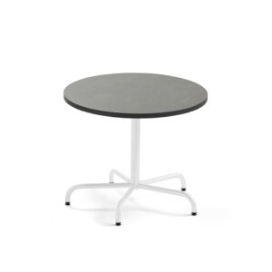 Stół PLURAL, Ø 900x720 mm, linoleum, ciemnoszary, biały