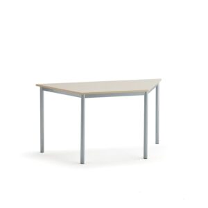 Stół SONITUS TRAPETS, 1400x700x720 mm, laminat HPL brzoza, szary aluminium