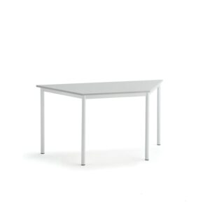 Stół SONITUS TRAPETS, 1400x700x720 mm, laminat HPL szary, biały