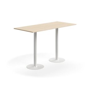 Stół barowy ALVA, 1800x800x1100 mm, laminat wysokociśnieniowy, biały/brzoza