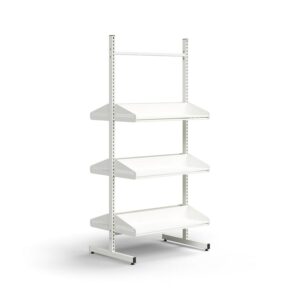 Regał do szatni ENTRY, moduł podstawowy, podłogowy, 6 półek na obuwie, 1800x900x600 mm, biały