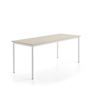 Stół SONITUS PLUS, 1800x700x760 mm, laminat HPL jesion, redukcja hałasu, biały