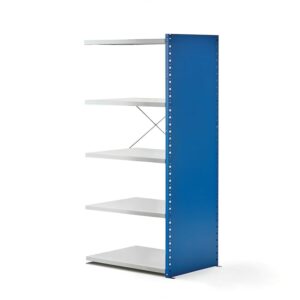 Regał MIX, moduł dodatkowy, zamknięta rama końcowa, 1740x800x600 mm, niebieski, szary