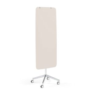 Szklana tablica suchościeralna STELLA, na kółkach, zaokrąglone narożniki, jasnoszary