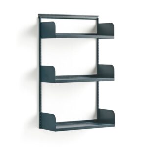 Regał ścienny SHAPE, moduł podstawowy, półki metalowe, 1237x800x300 mm, niebieski