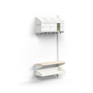 Moduł szatniowy ENTRY, moduł dodatkowy, ścienny, półki na buty, ławka, 3 metalowe drzwi, przygotowan