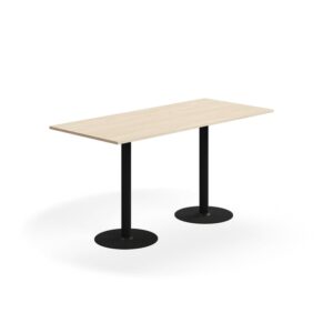 Stół barowy ALVA, 1800x800x900 mm, montaż do podłogi, laminat wysokociśnieniowy, czarny/brzoza