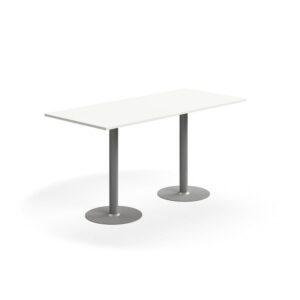 Stół barowy ALVA, 1800x800x900 mm, montaż do podłogi, laminat wysokociśnieniowy, srebrny/biały