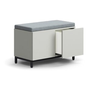 Siedzisko z funkcją przechowywania QBUS, nóżki, otwieranie push-open, 534x800x420 mm, czarny, jasnos