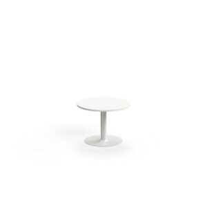 Stoli kawowy ALVA, Ø700x500 mm, montaż do podłogi, laminat wysokociśnieniowy, biały