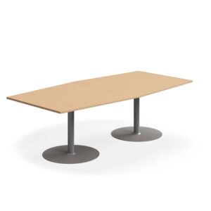 Stół konferencyjny FLEXUS, 2400x1200 mm, kształt łodzi, buk/srebrny