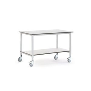 Mobilny stół roboczy MOTION, z półką dolną, 1200x800 mm, szary