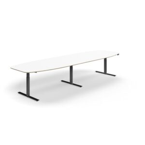 Stół konferencyjny NOVUS, z regulacją wysokości, 4000x1200 mm, czarny/biały