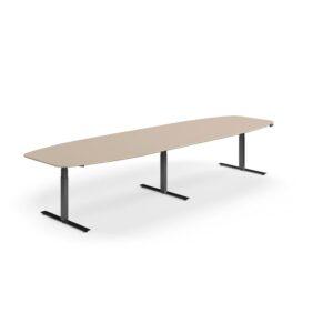 Stół konferencyjny NOVUS, z regulacją wysokości, 4000x1200 mm, czarny/gliniana szarość