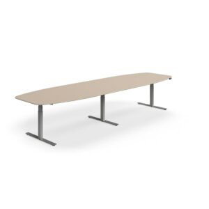 Stół konferencyjny NOVUS, z regulacją wysokości, 4000x1200 mm, srebrny/gliniana szarość