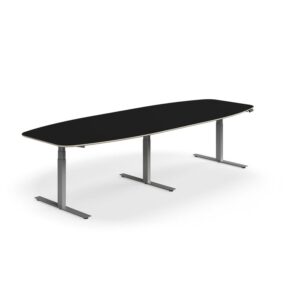 Stół konferencyjny NOVUS, z regulacją wysokości, 3200x1200 mm, srebrny/czarny